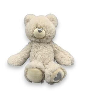 Demdaco Bear Adventurous Silver Diamond Color April Birthstone Heart 9" Plush